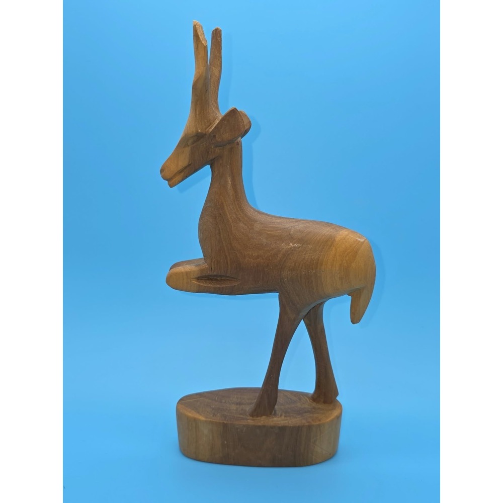 Vintage Kenyan Hand Carved Wooden Antelope Gazelle African Art Sculpture 9.5"